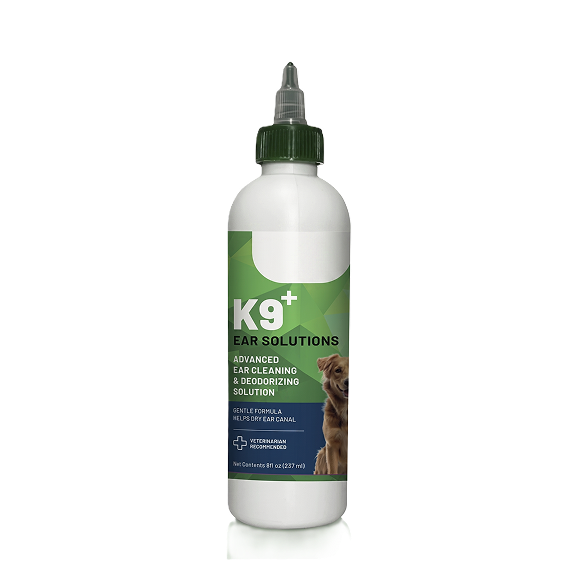 Squeeze bottle of K9 Ear Solutions ear-cleaning solution